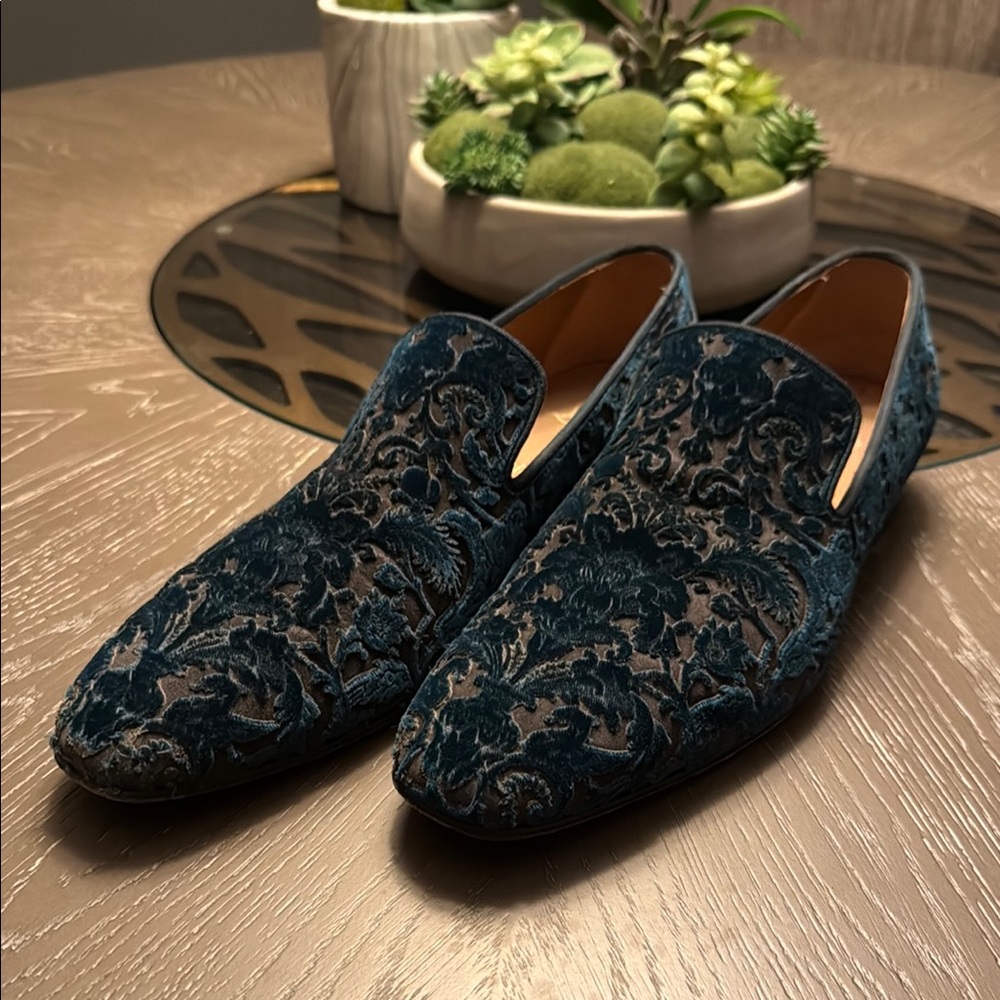 Christian Louboutin Blue Velvet Loafers Very Rare